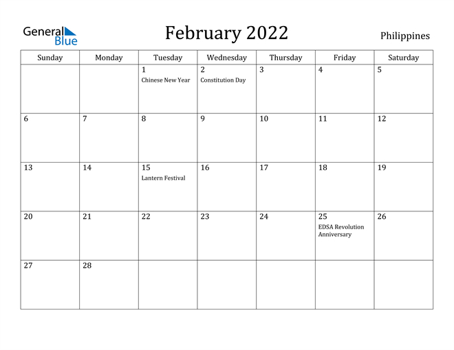 February 2022 Calendar Philippines 1