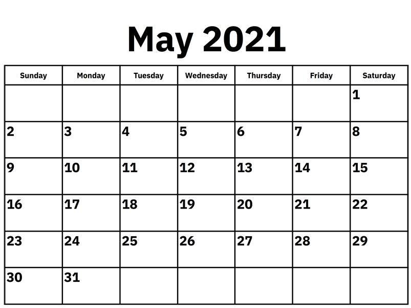 Free May 2021 Calendar Printable Templates
