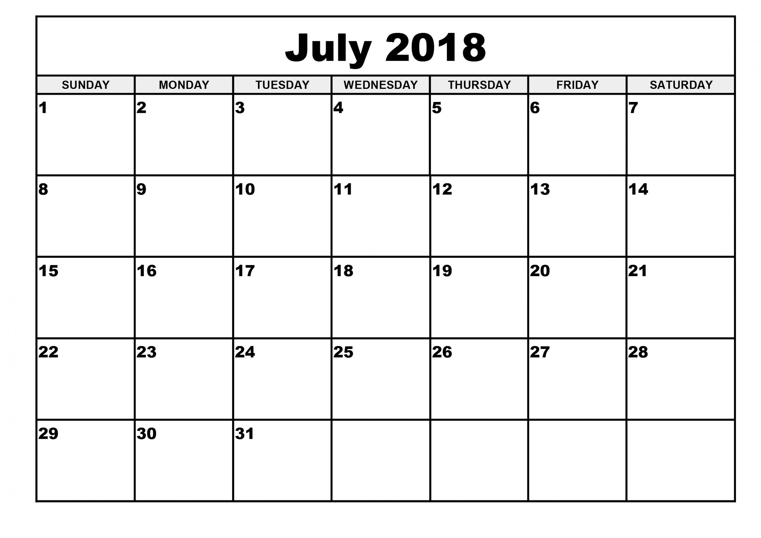 Free Printable Calendar 2018 Template Printable Calendar