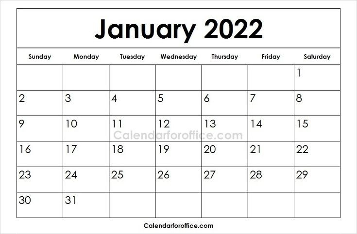 January 2022 Free Printable Calendar August 2022 Calendar