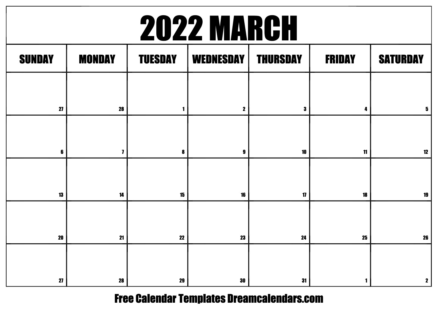 March 2022 Calendar Free Blank Printable Templates 1
