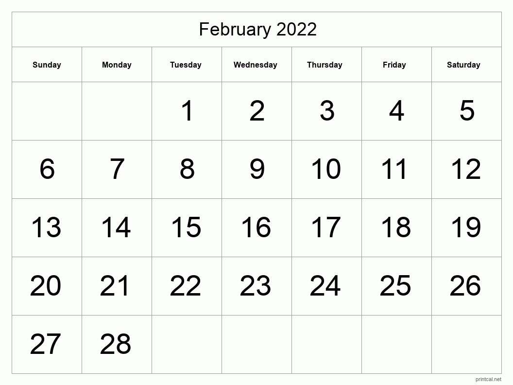 printable february 2022 calendar free printable calendars 1