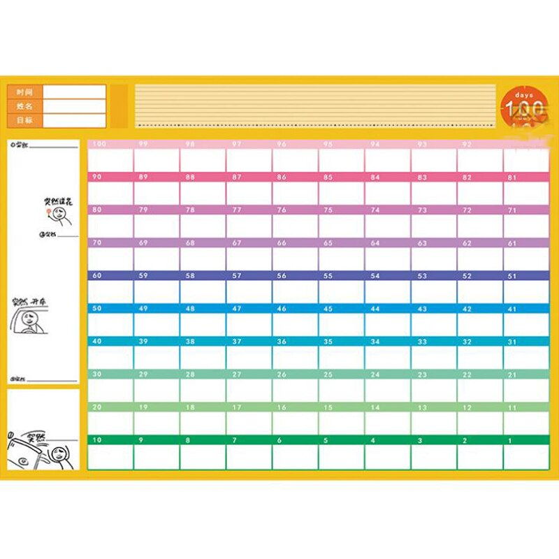 1 pcs new 100 day funy countdown calendar learning