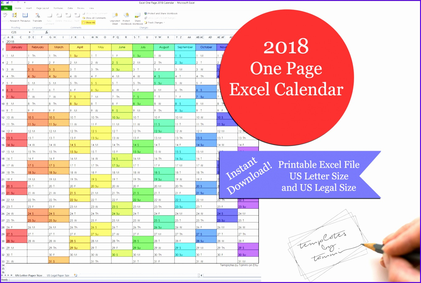 10 Excel Yearly Calendar Template 2018 Excel Templates 1