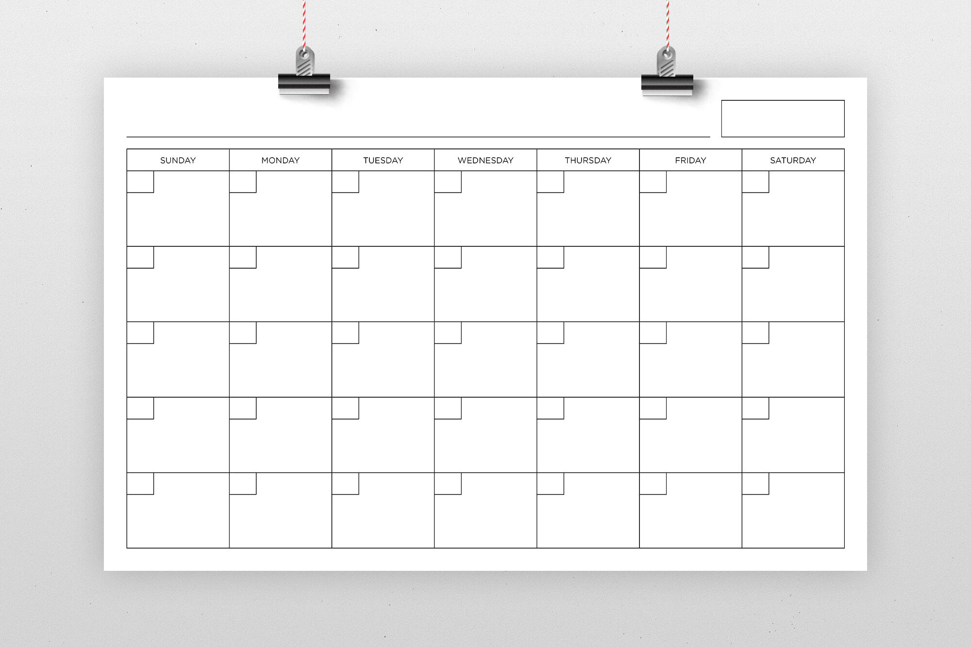 11×17 Inch Blank Calendar Page Templaterunning With