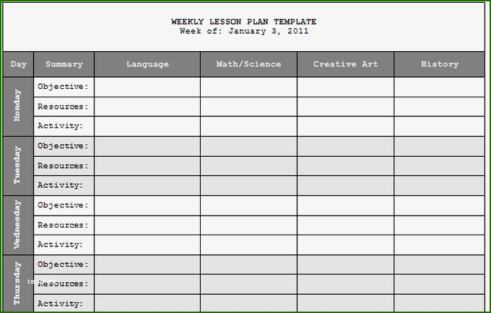12 Impeccable Lesson Plan Calendar Template 2020 Weekly