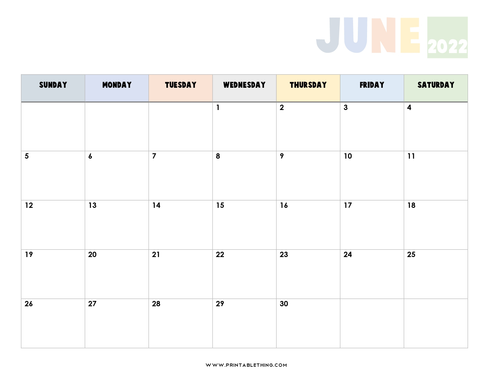 19 June 2022 Calendar Printable Pdf Us Holidays Blank