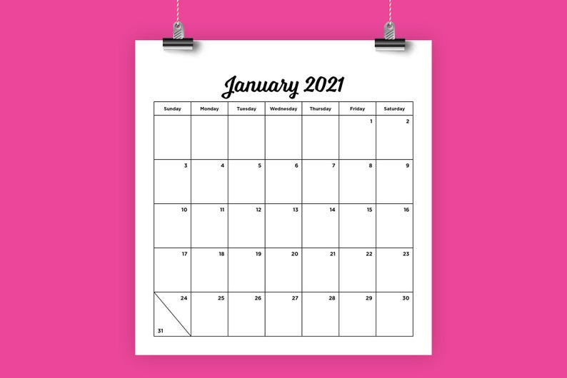 20 2021 Calendar 8 5 X 11 Free Download Printable