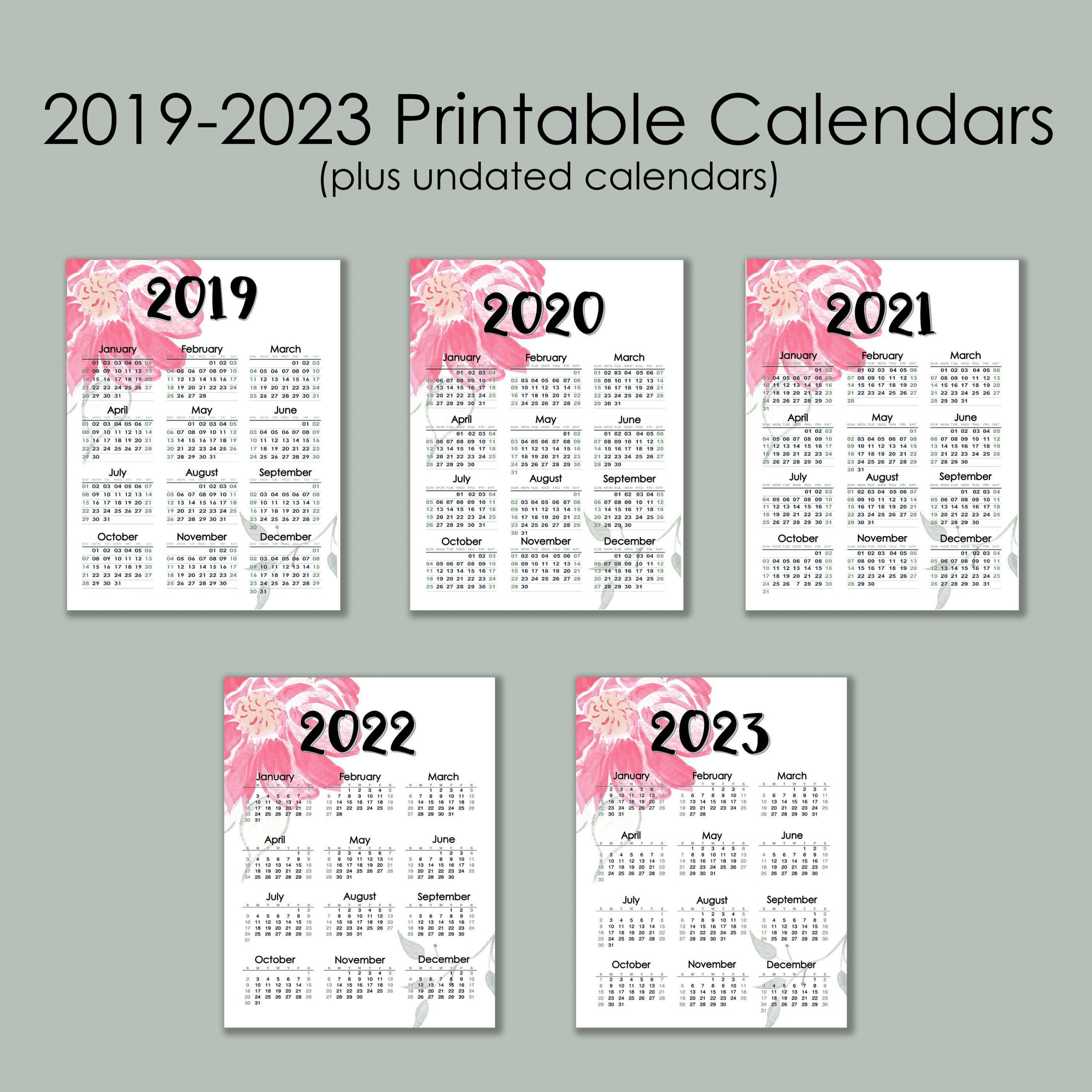 20 5 Year Calendar 2019 To 2023 Free Download Printable 3