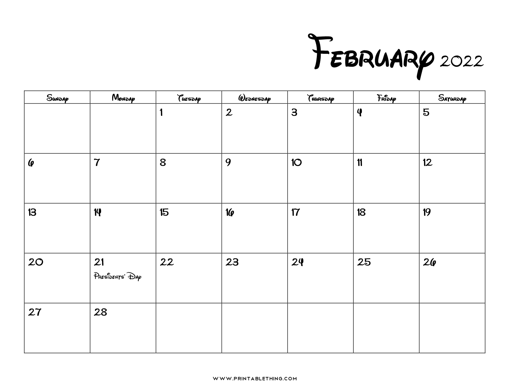 20 February 2022 Calendar Printable Pdf Us Holidays 10
