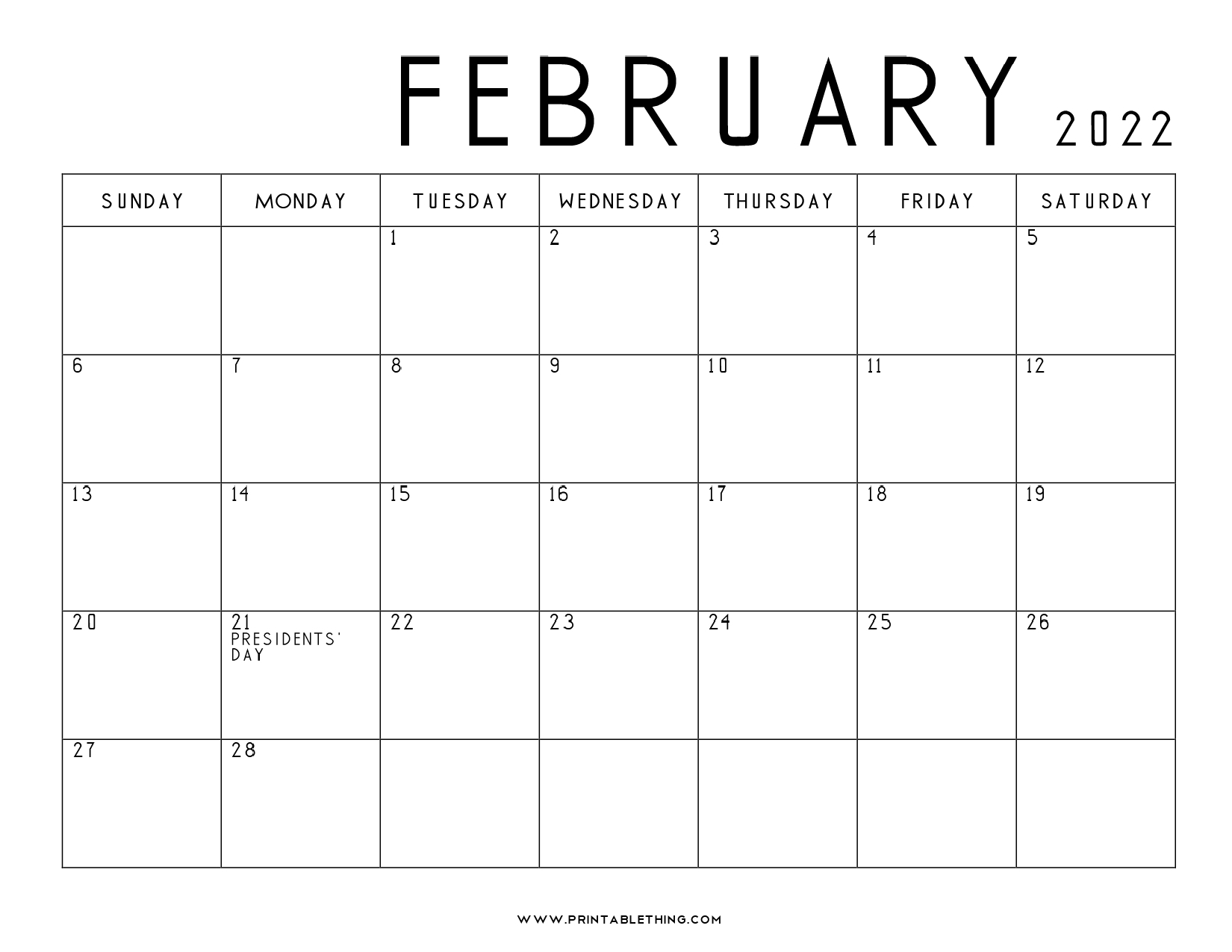 20 february 2022 calendar printable pdf us holidays 13