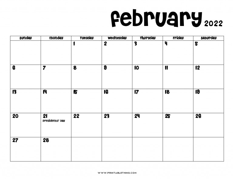 20 February 2022 Calendar Printable Pdf Us Holidays 2021