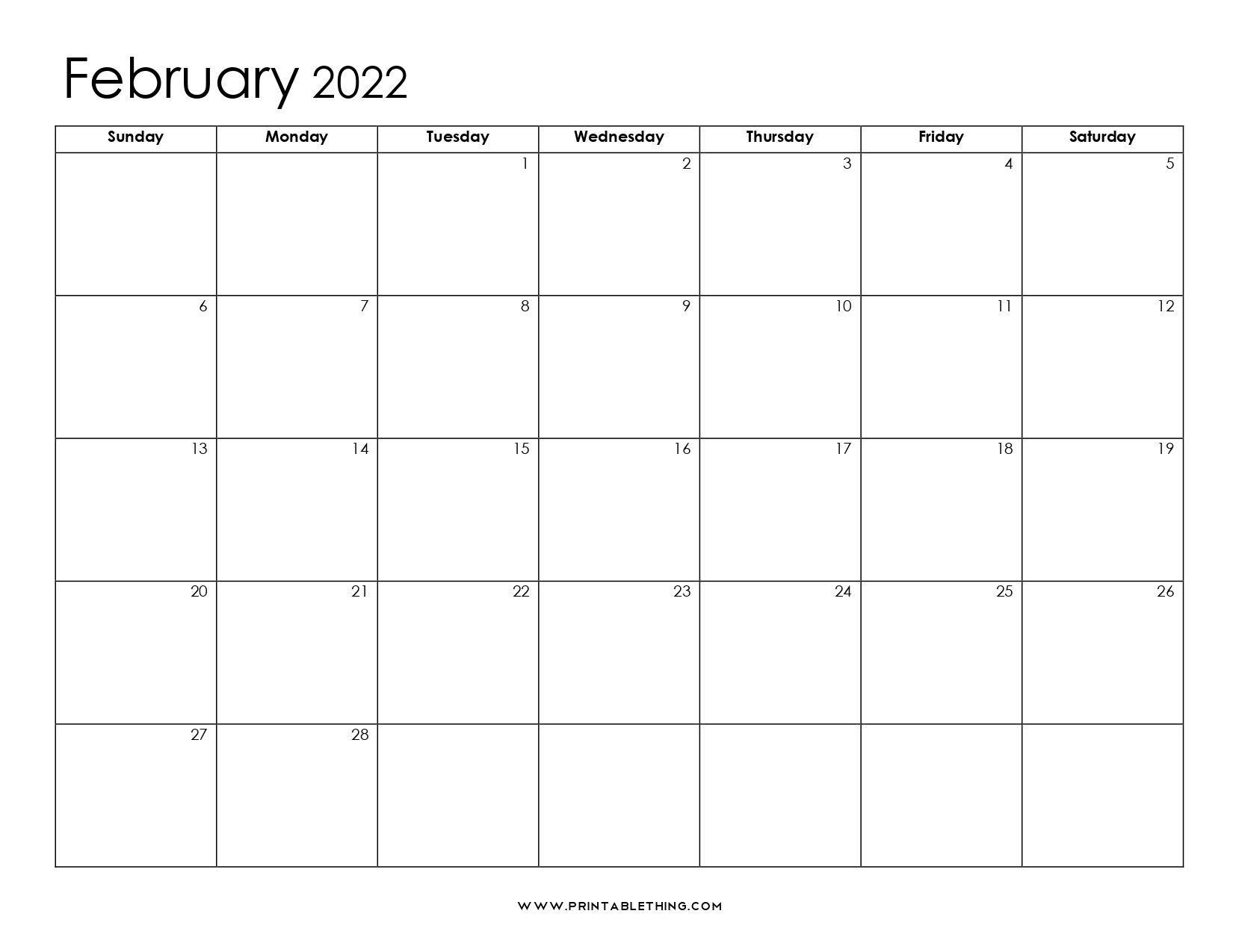 20 February 2022 Calendar Printable Pdf Us Holidays