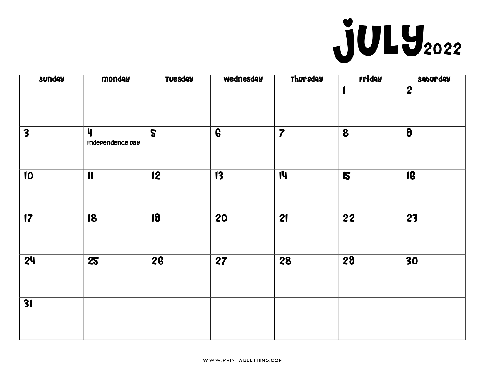 20 july 2022 calendar printable pdf us holidays 1