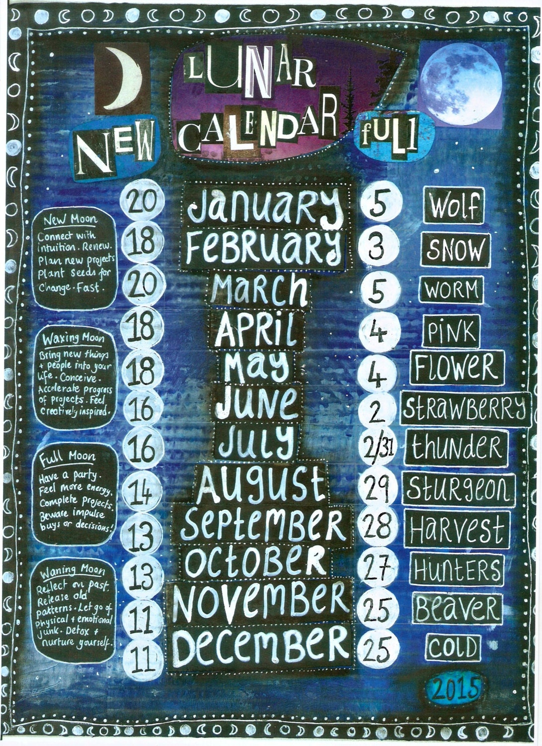 2015 Moon Calendar Lunar Calendar Pagan Wallthisrosylife