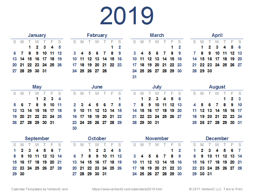 2019 Calendar Templates And Images 1