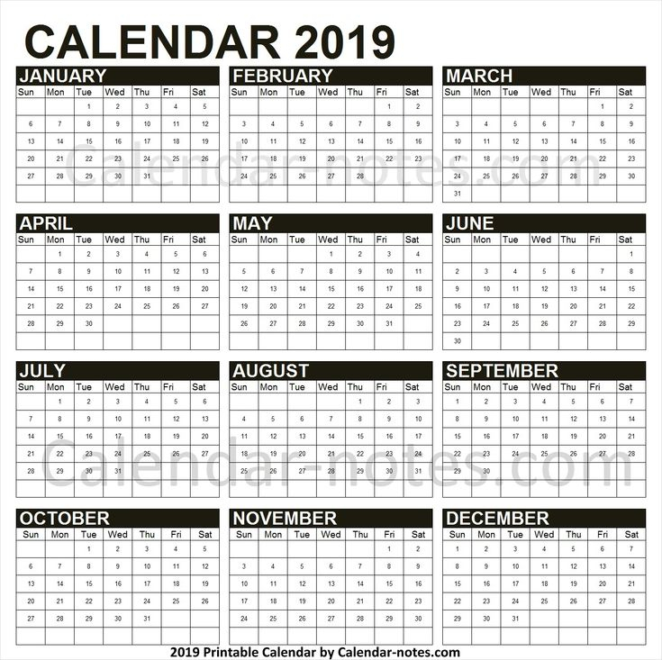 2019 Year Calendar Excel Excel Calendar Calendar Calendar Template