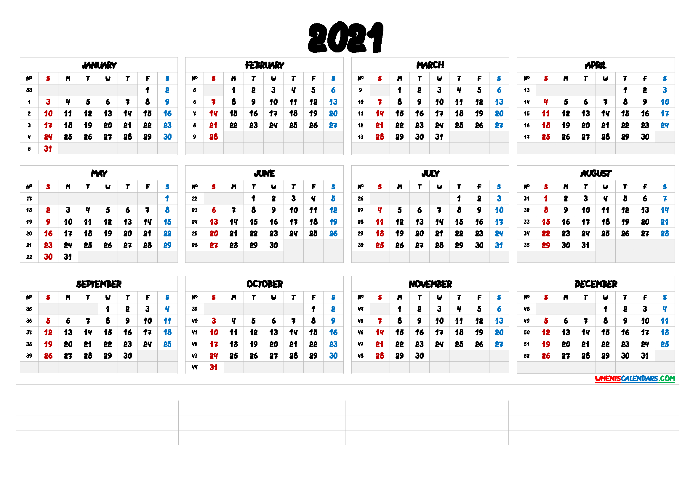 2021 12 Month Calendar Printable Premium Templates