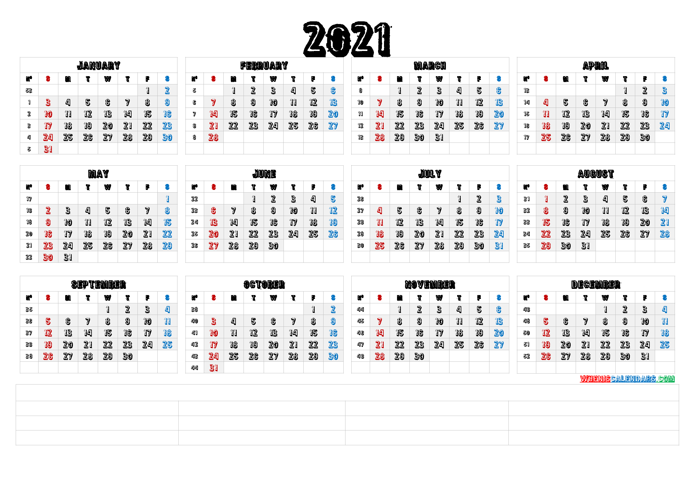 2021 calendar with week numbers printable 6 templates