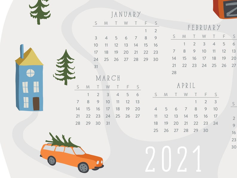 2021 Wall Calendar 11×17 Year At A Glance Calendar 2021 Etsy