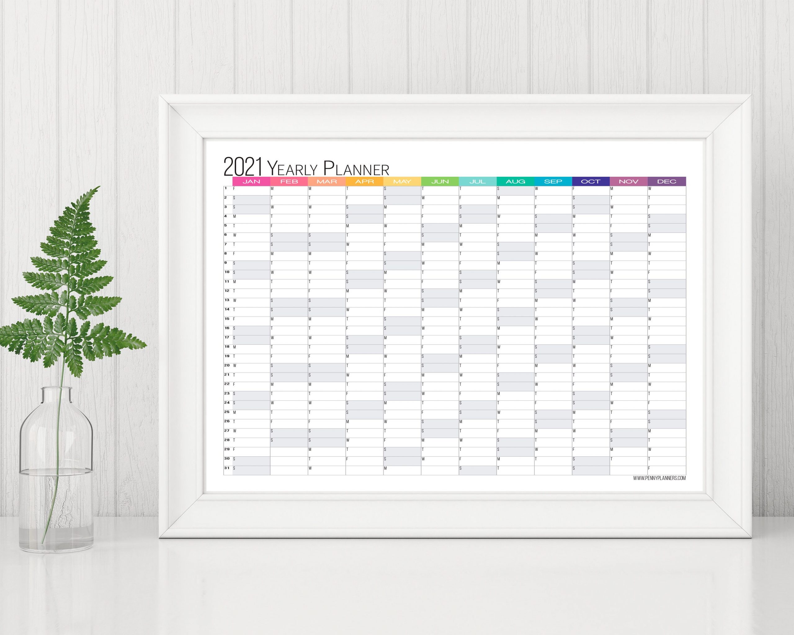 2021 Yearly Calendar 11×17 Printable Color Block Wall Etsy