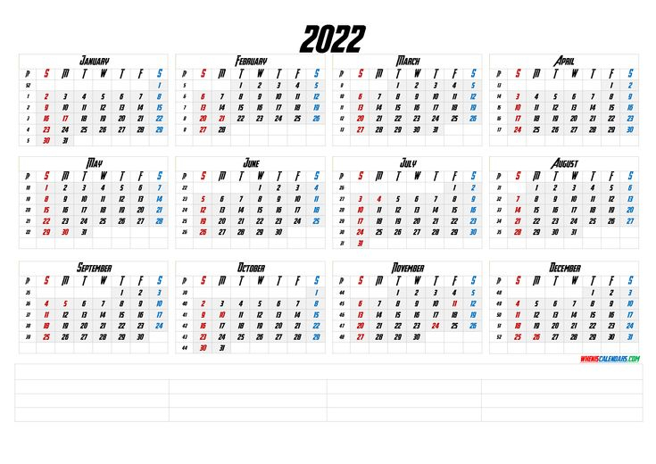 2022 12 Month Calendar Printable Premium Templates 12