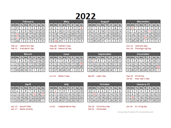 2022 accounting calendar 5 4 4 free printable templates