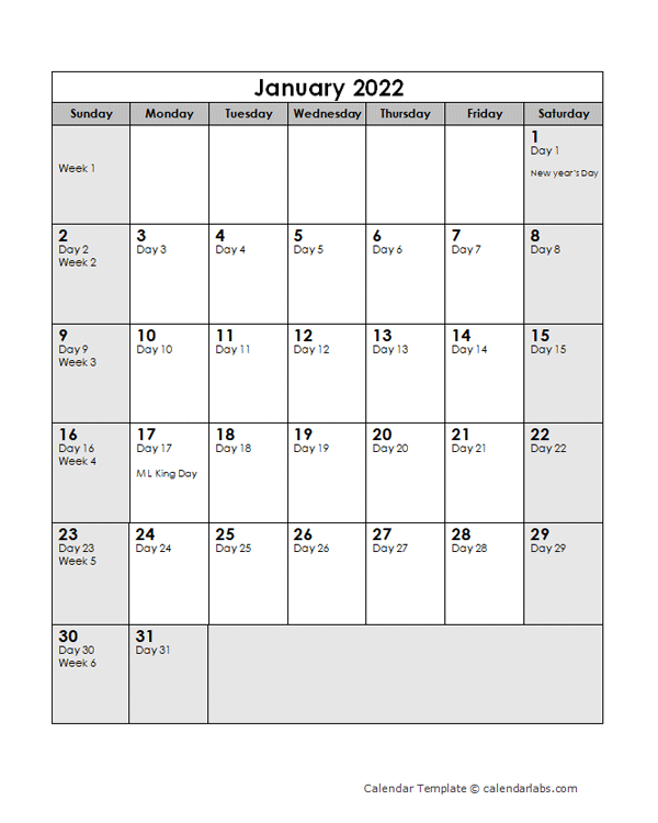 2022 Calendar With Julian Dates Free Printable Templates