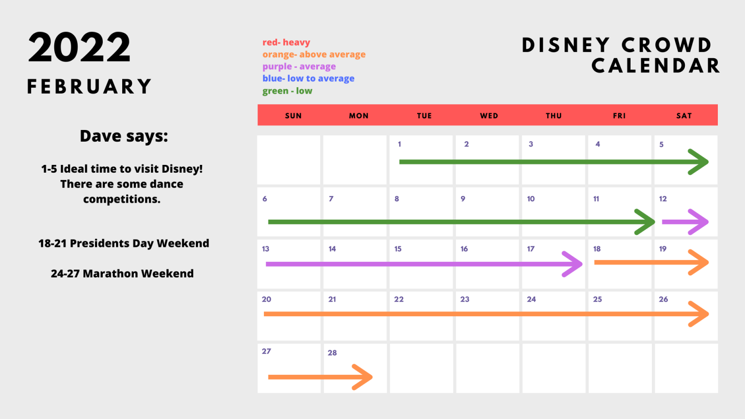 2022 Disney World Crowd Calendar Best Worst Times To