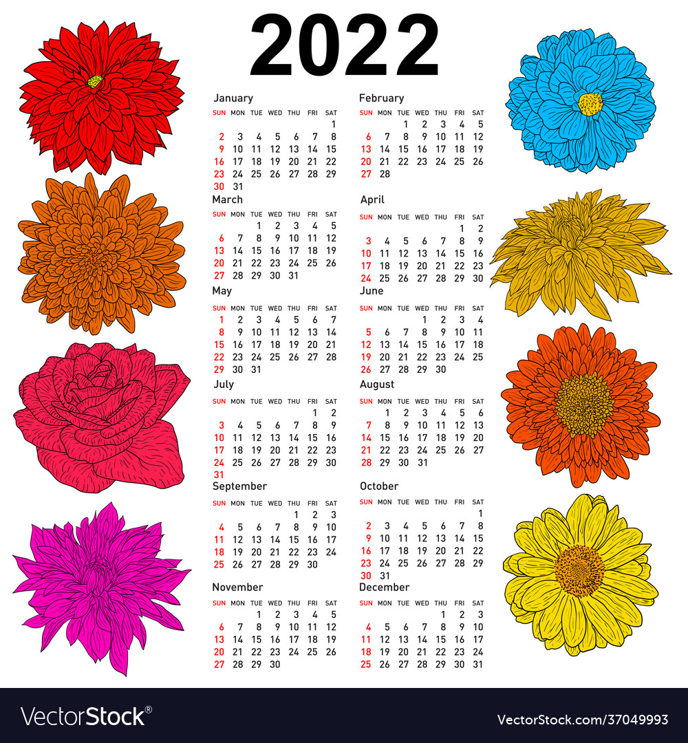 2022 Pits With Flowers Calendar January 2022 Calendar