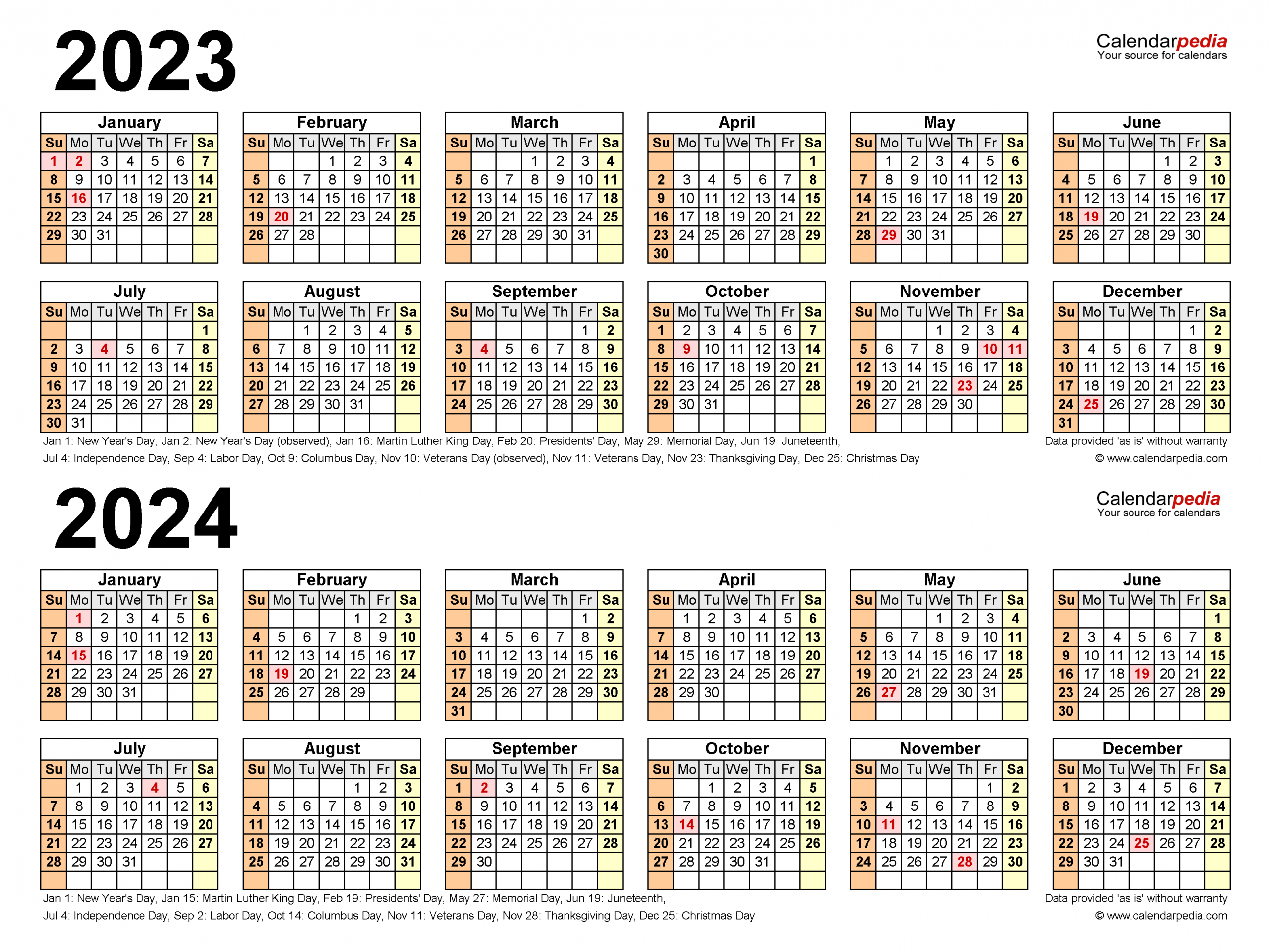 2023 2024 two year calendar free printable pdf templates
