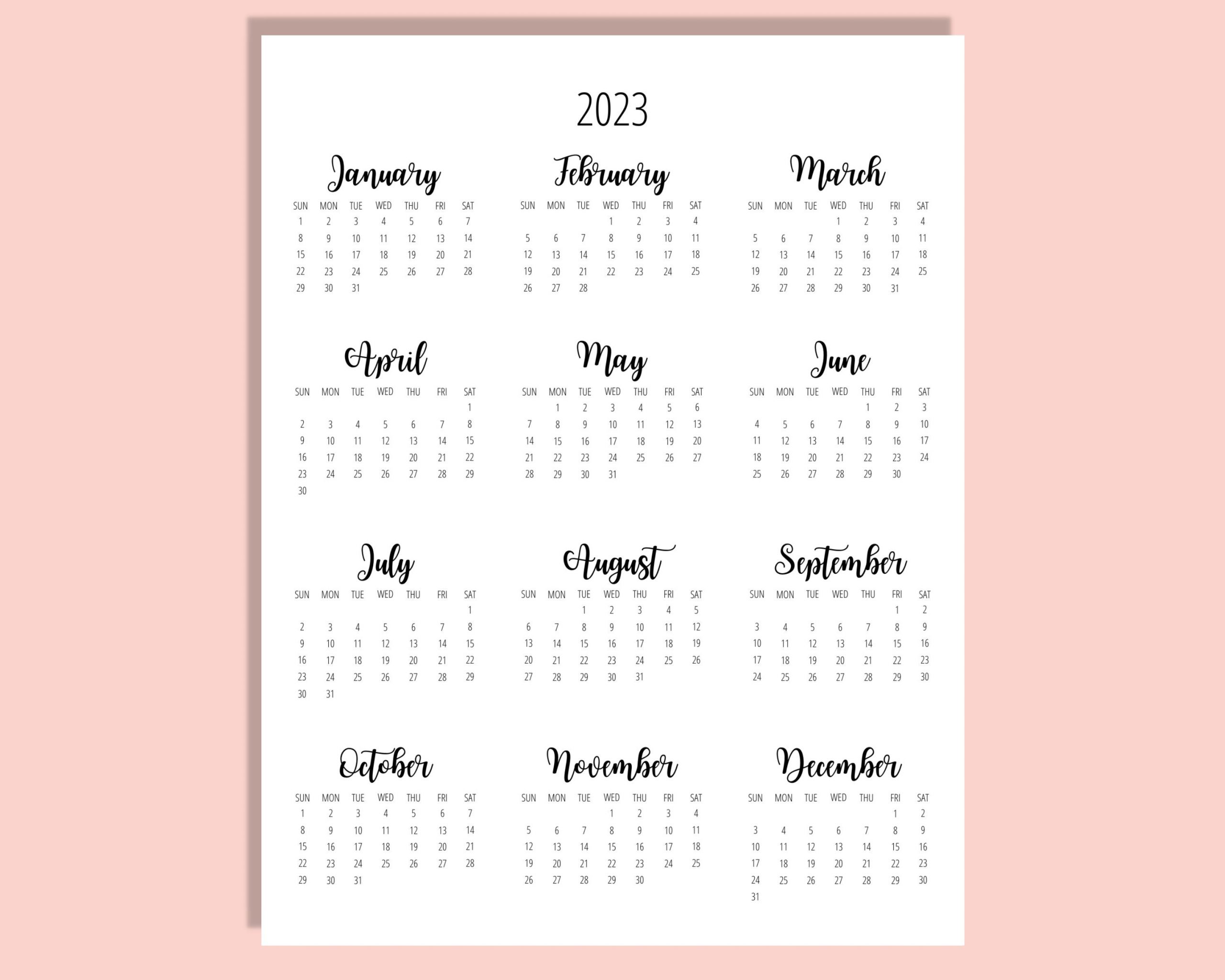 2023 Calendar Template 8 5 X 11 Inches Vertical Year At A 1