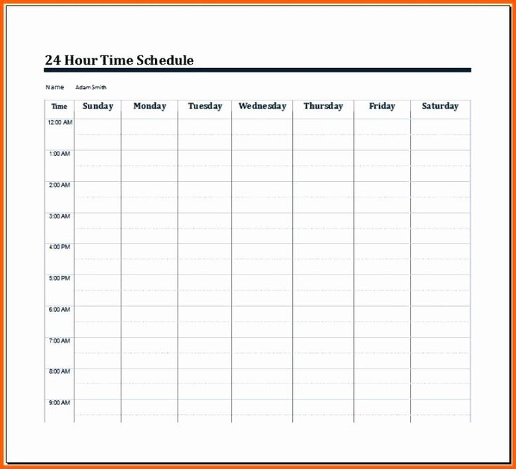 24 Hour Daily Schedule Template Luxury Daily Weekly