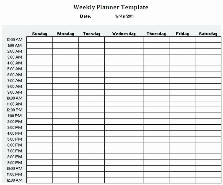 24 Hr Schedule Template Unique Printable 24 Hour Weekly