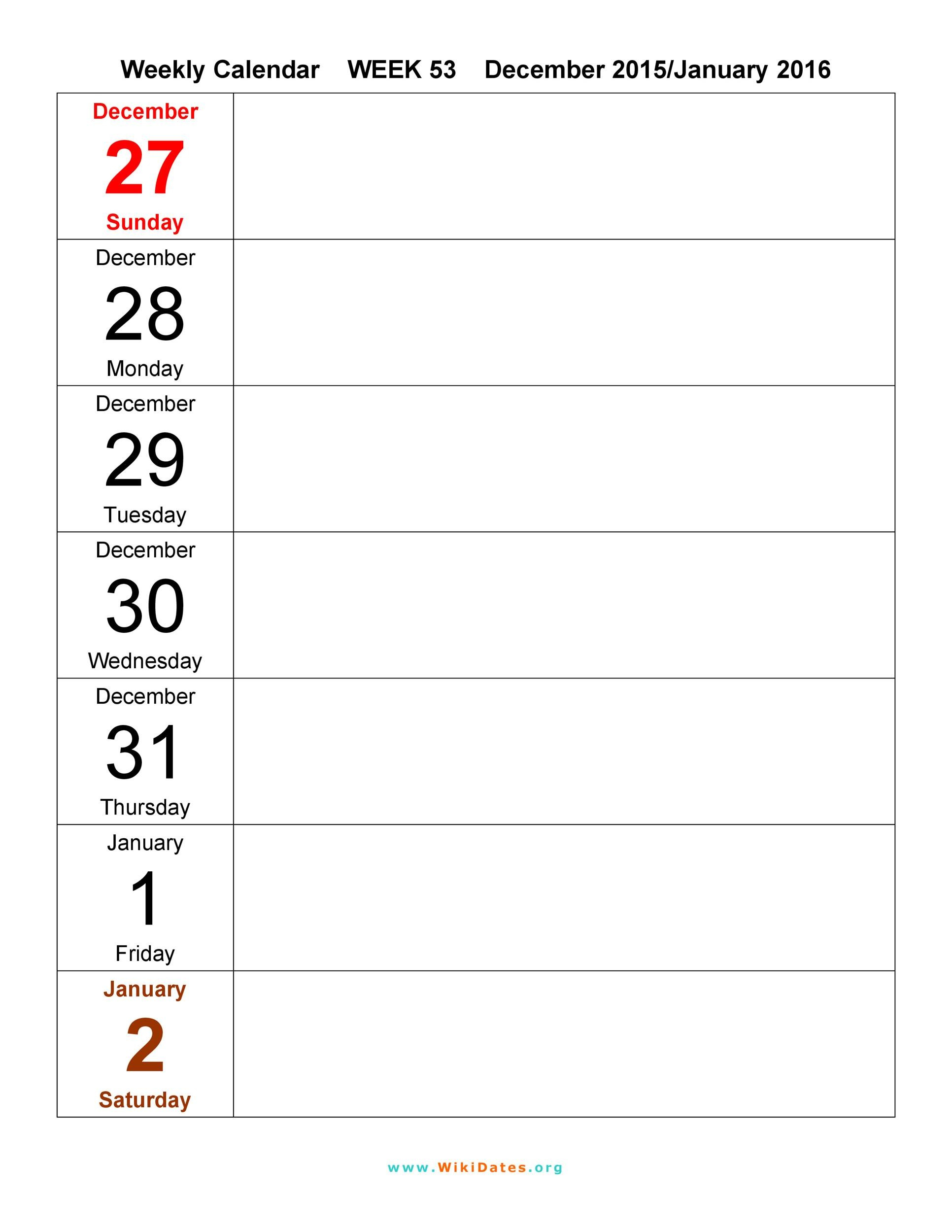 26 Blank Weekly Calendar Templates Pdf Excel Word 2