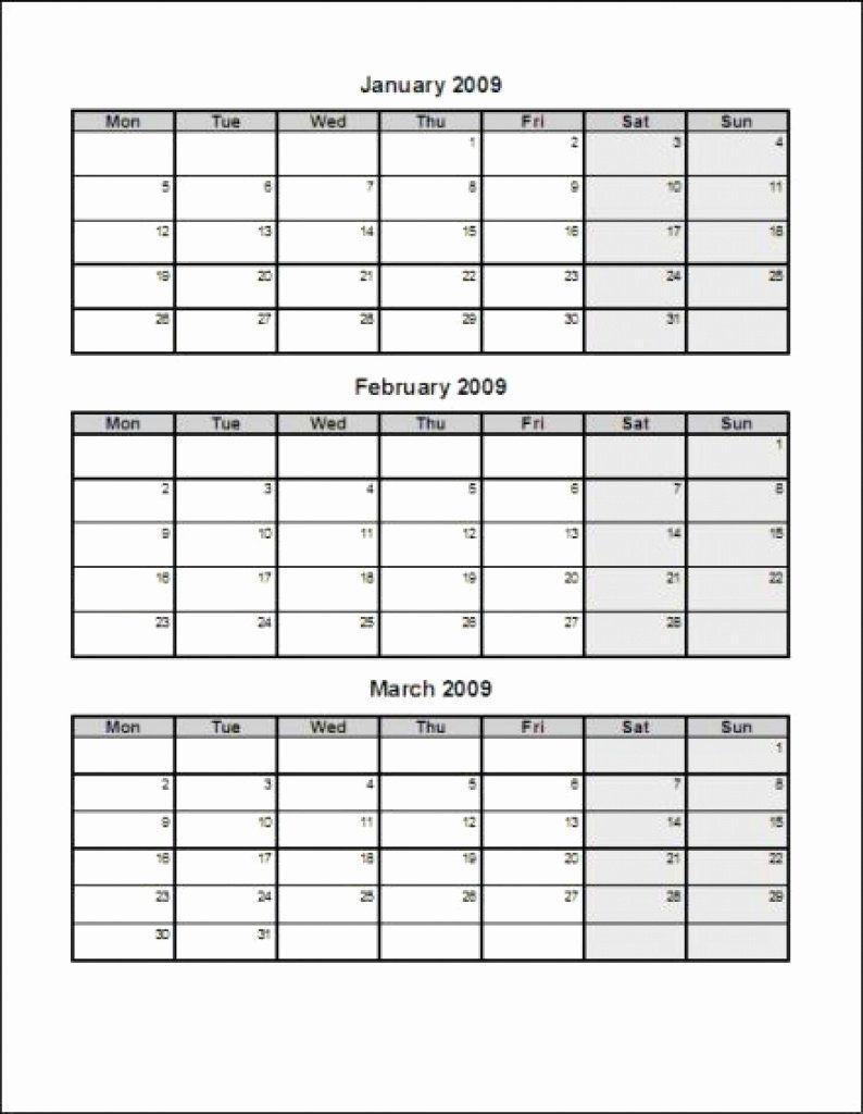 3 Month Blank Calendar Template New Printable Calendar 2018 Three Months Per Page In 2020