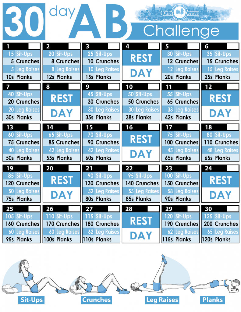 30 Day Ab Challenge With Free Printable E28b86 The Quiet Grove