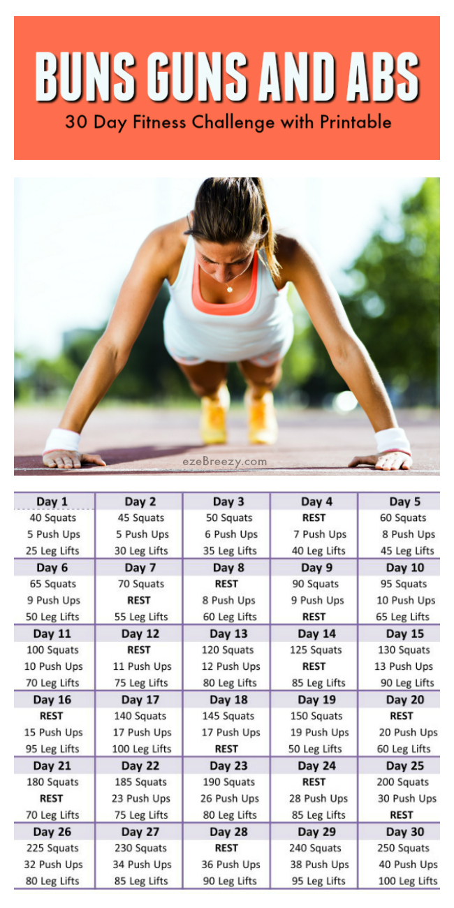 30 Day Fitness Challenge And Printable