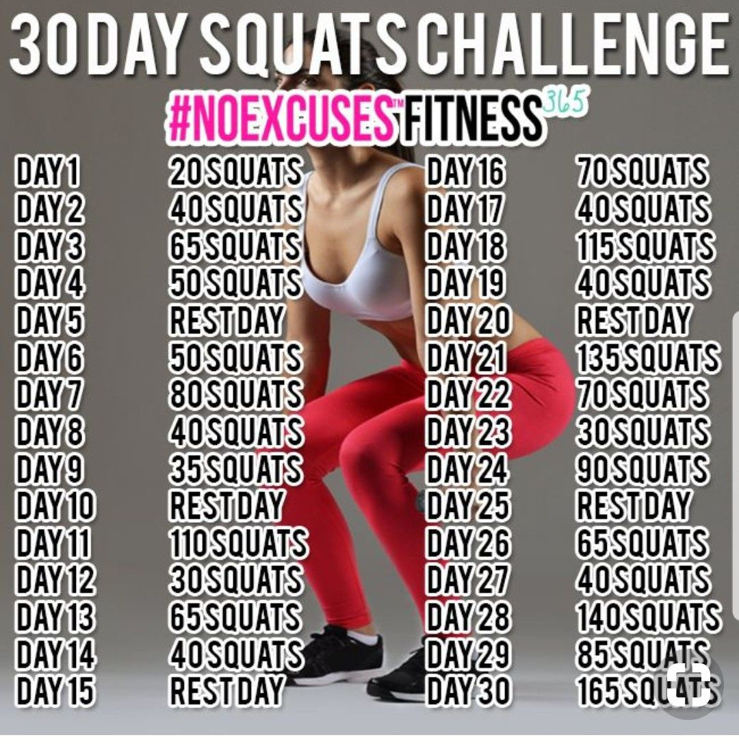 30 Day Squat Challenge Exercise Health Fitness Fitness