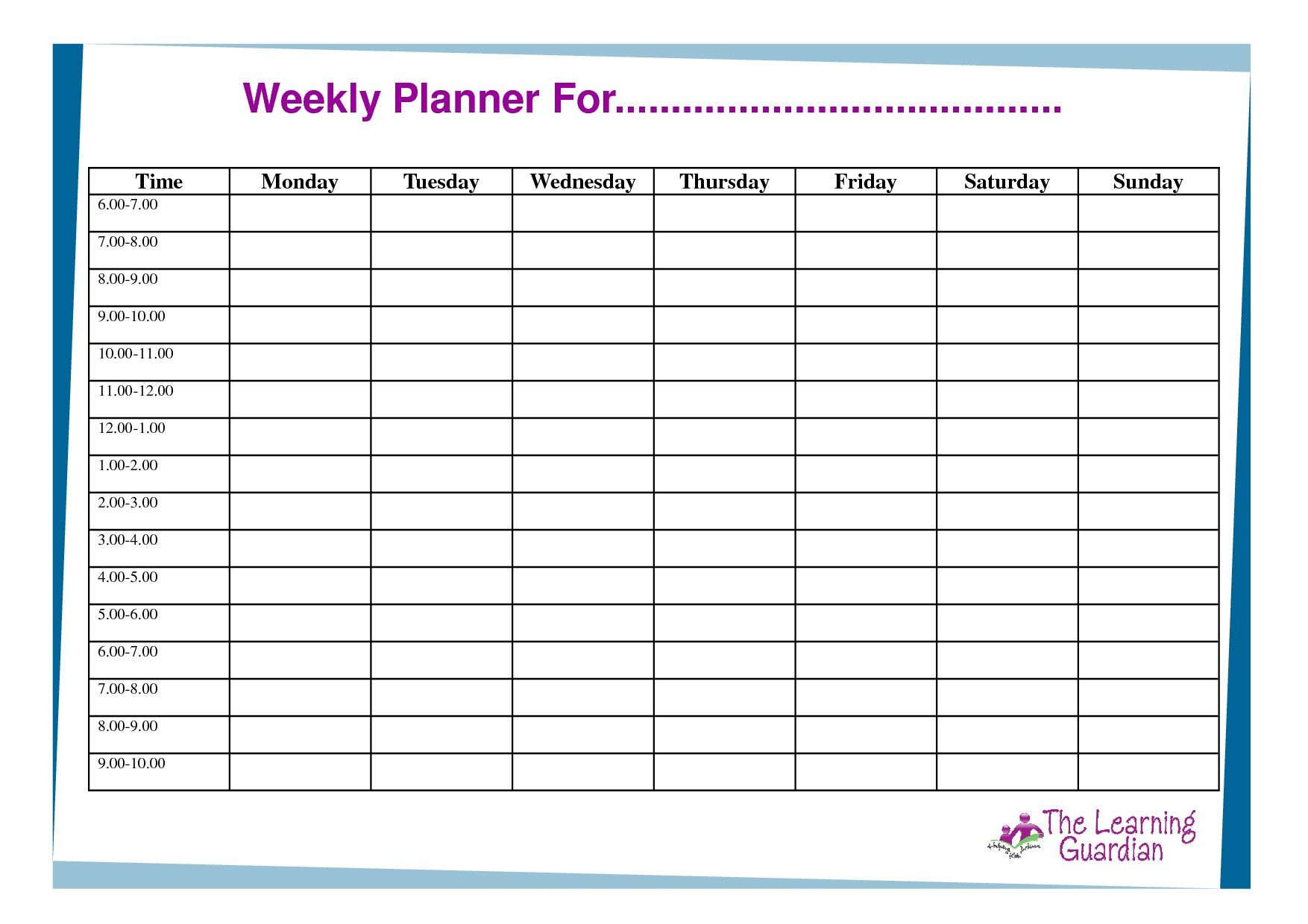 30 Weekly Calendar Template Weekly Calendar Template