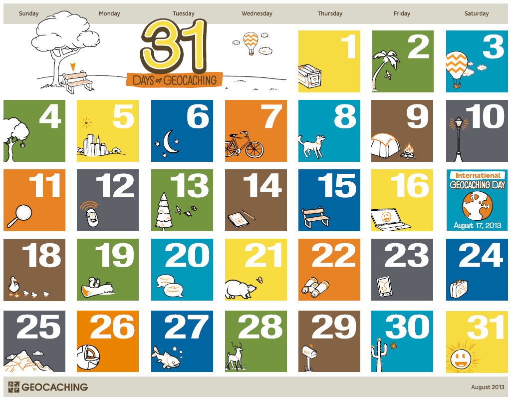 31 Days Of Geocaching Printable Calendar Official Blog