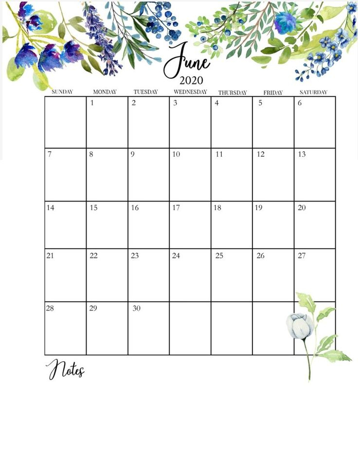 35 best printable june 2020 calendars you can get for free