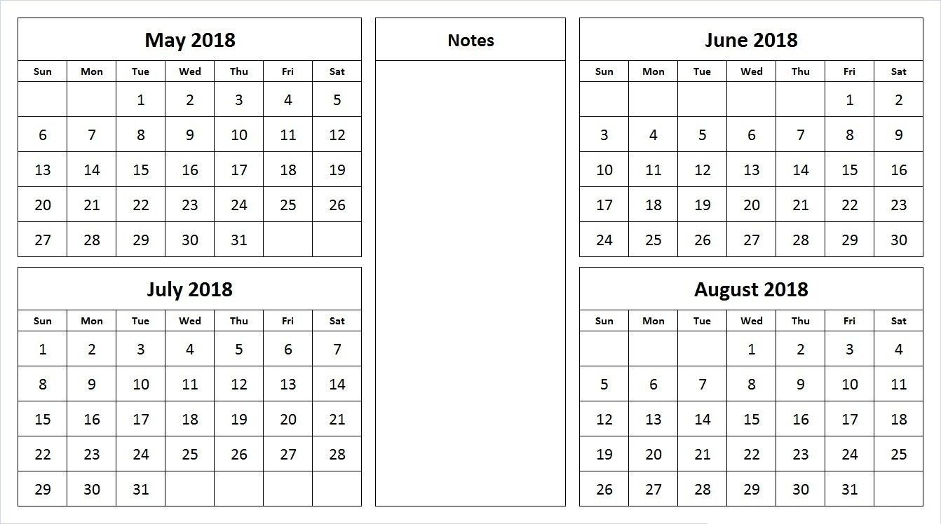 4 month free printable calendar in 2020 blank calendar
