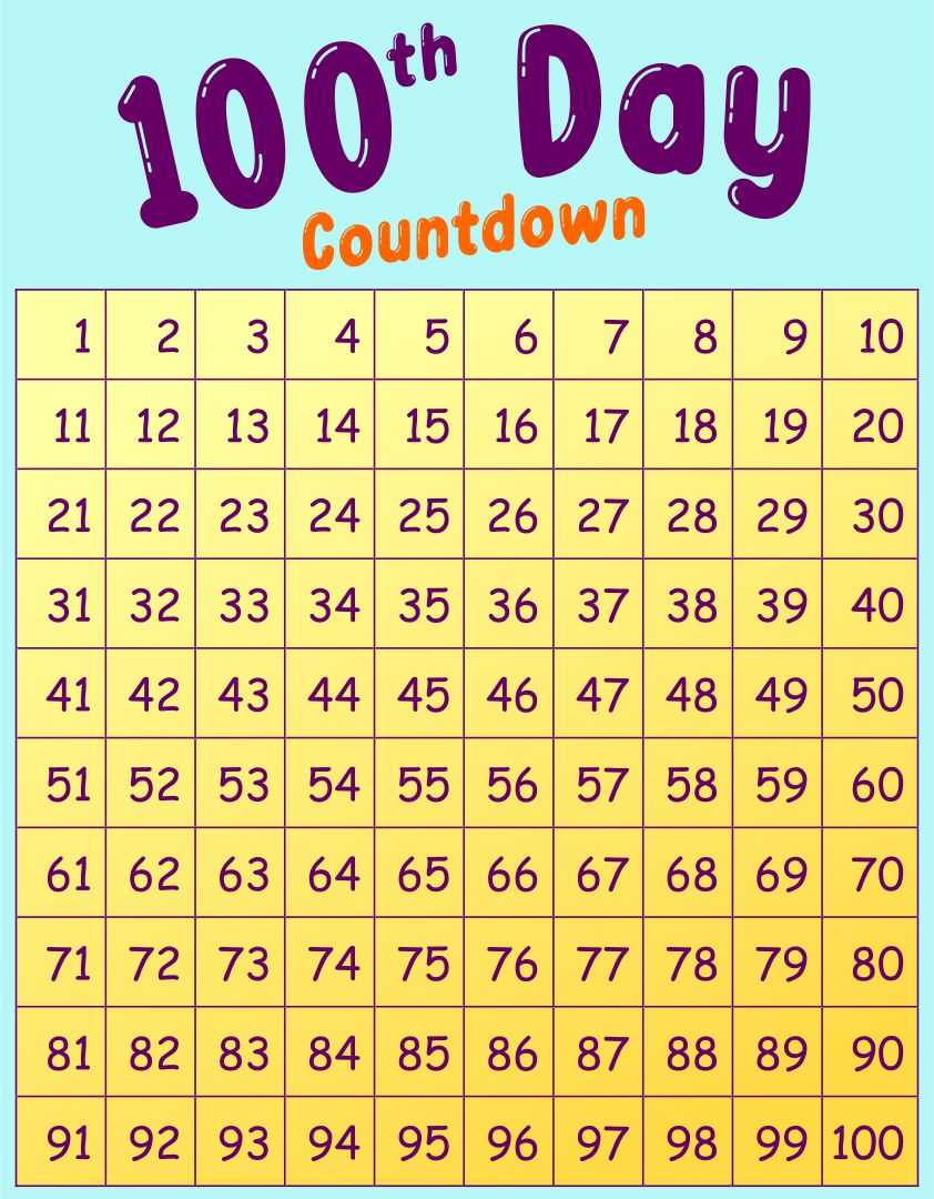 5 Best From 100 Countdown Printable Printablee 2