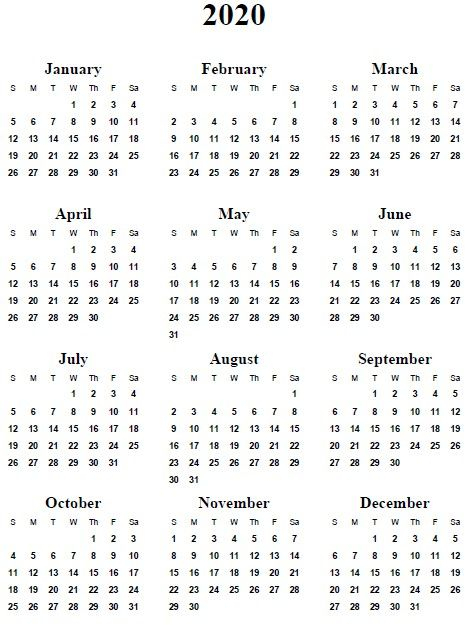 5 best images of 2020 yearly calendar free printable 20