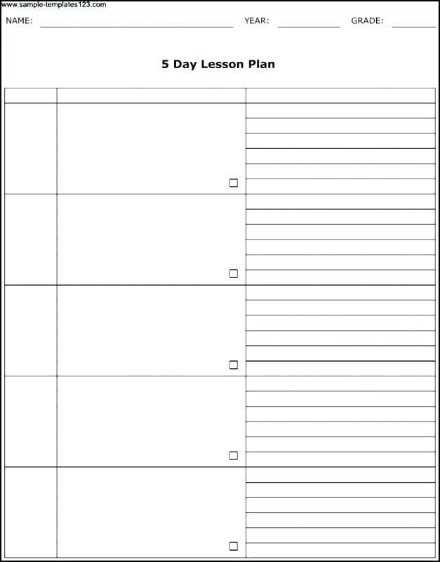 5 Day Lesson Plan Template Fresh Five Day Lesson Plan