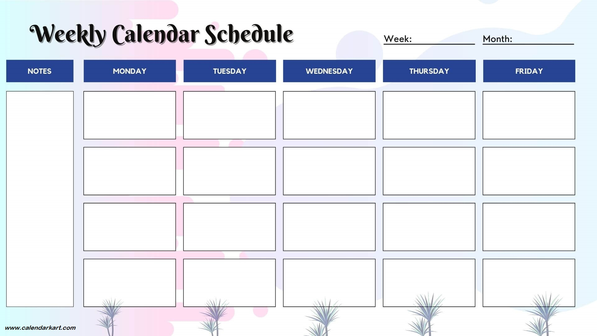 5 free printable weekly calendar template calendarkart