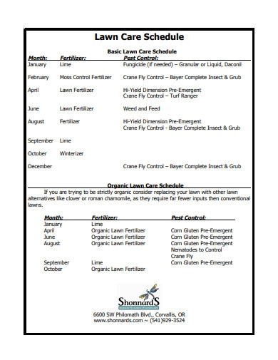 5 Lawn Care Schedule Examples In Pdf Examples
