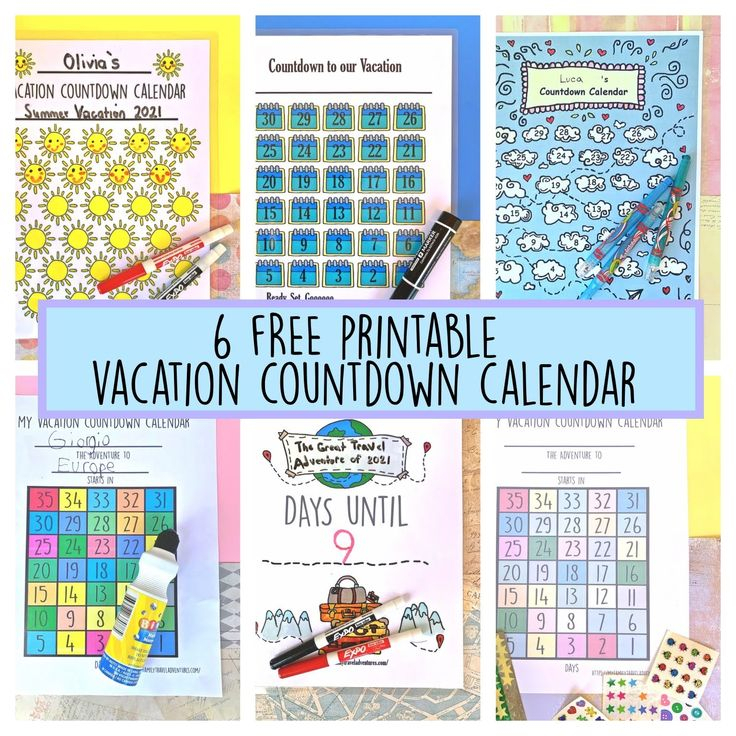 6 Free Printable Vacation Countdown Calendars In 2021