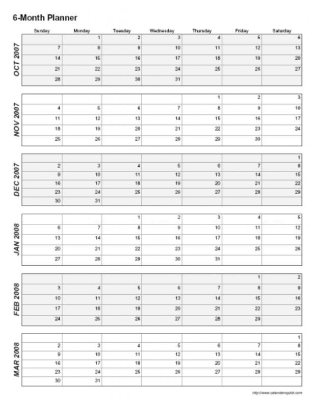 6 Month Printable Calendar Print Calendar Calendar 1